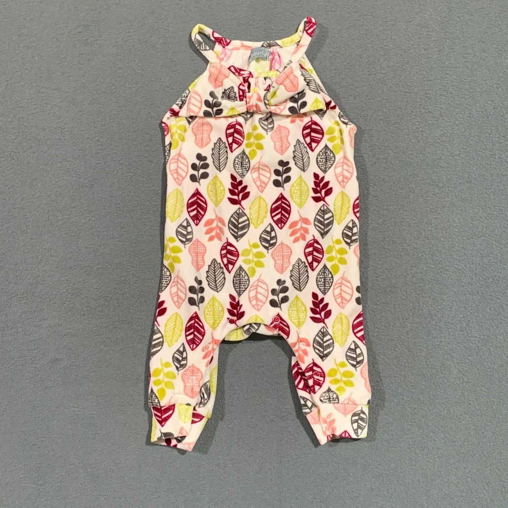 Minivile Baby Girl Romper 12 Months Overalls Leaf Print One Piece Autumn Picture